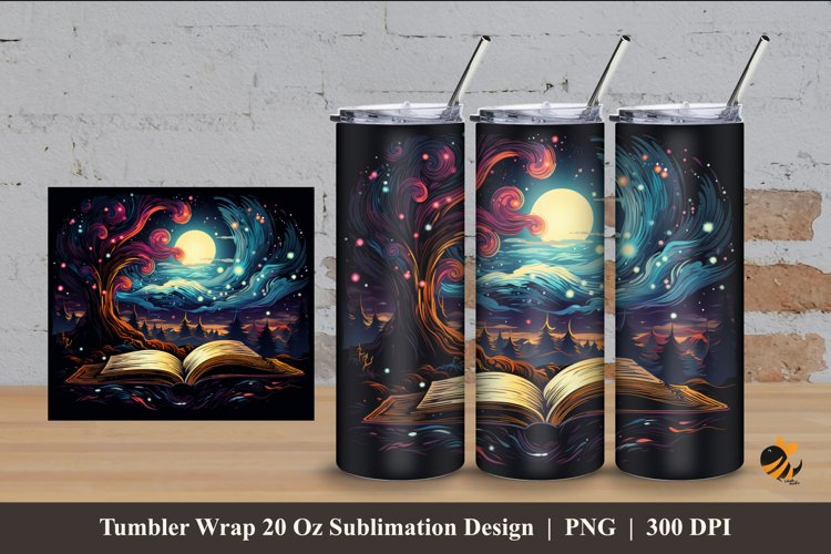 Magic Book Tumbler Wrap Sublimation Design 4 example image 1