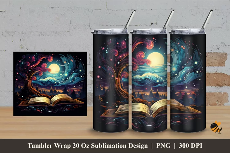 Magic Book Tumbler Wrap Sublimation Design 4