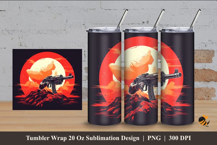 Shooter Tumbler Wrap Sublimation Design 4 example image 1