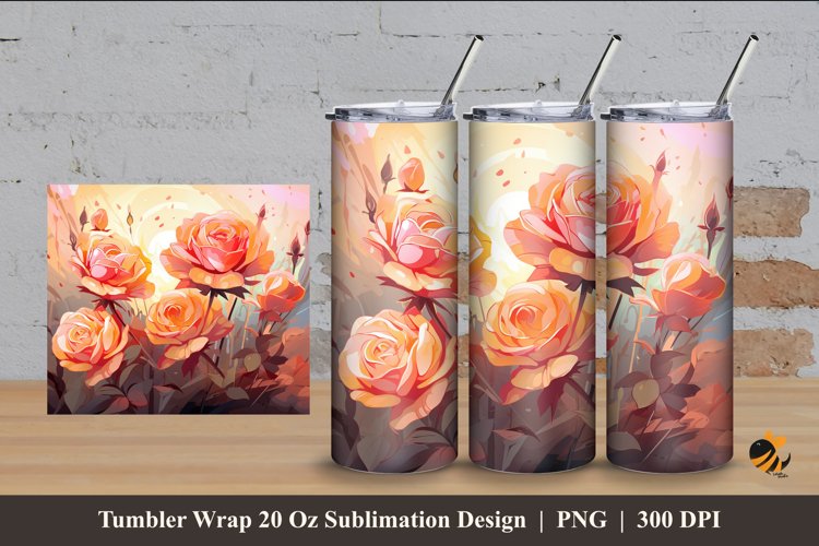 Senja Rose Tumbler Wrap Sublimation Design 4 example image 1