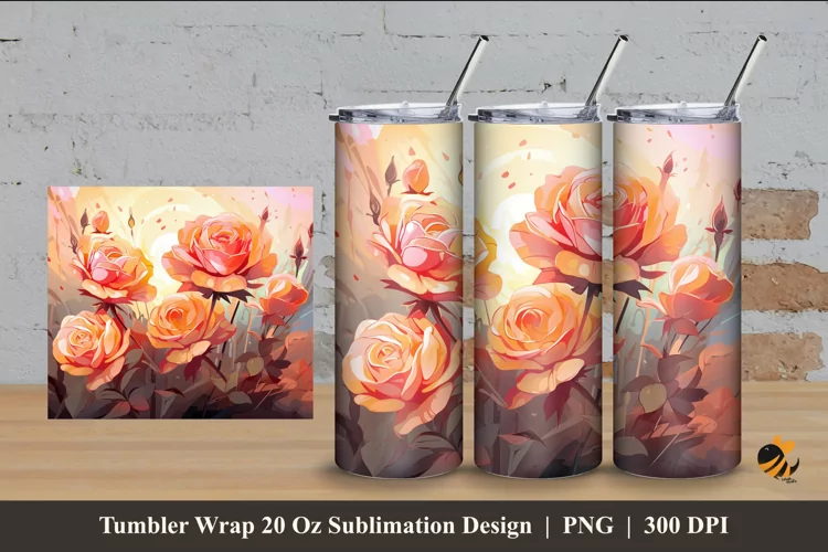 Senja Rose Tumbler Wrap Sublimation Design 4