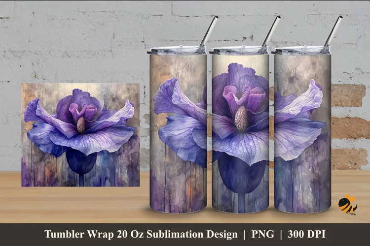 Pea Flowers Tumbler Wrap Sublimation Design 4