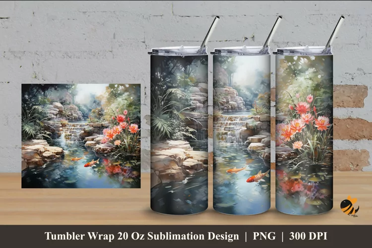 Large Ponds Tumbler Wrap Sublimation Design 4