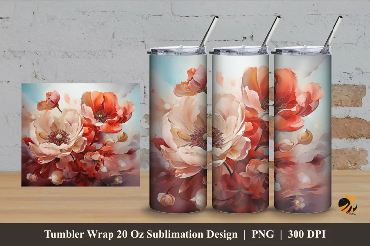 Dream Flower Tumbler Wrap Sublimation Design 4