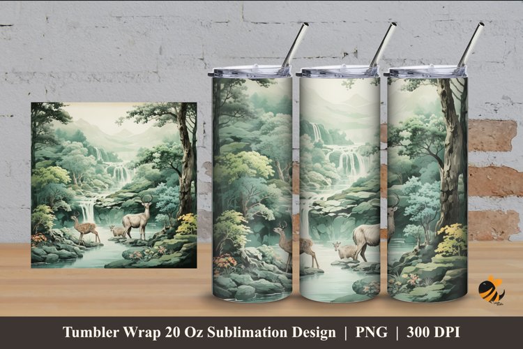 Forest Valley Tumbler Wrap Sublimation Design 4