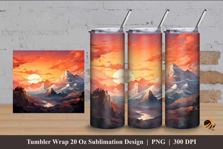 Sunset Peak Tumbler Wrap Sublimation Design 4 example image 1
