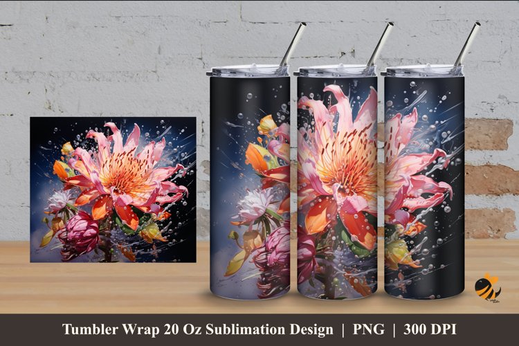 Favorite Flowers Tumbler Wrap Sublimation Design 4 example image 1