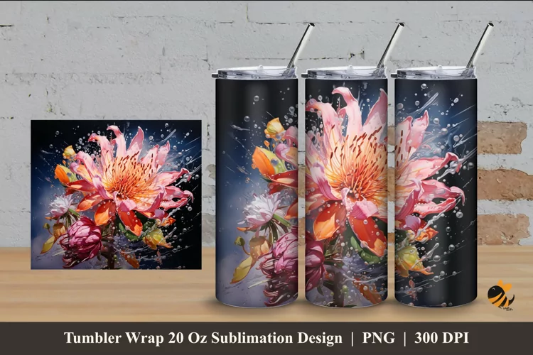 Favorite Flowers Tumbler Wrap Sublimation Design 4