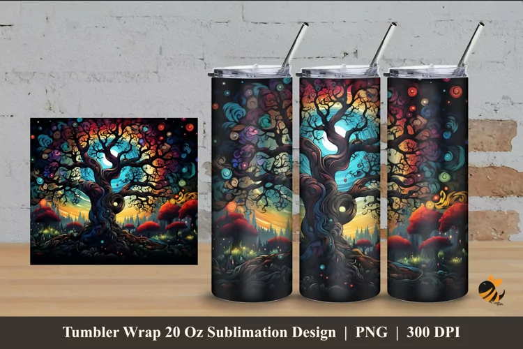 Old Tree Fantasy Tumbler Wrap Sublimation Design 4