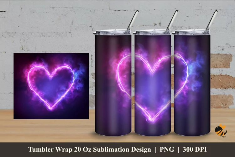 Love Neon Tumbler Wrap Sublimation Design 4