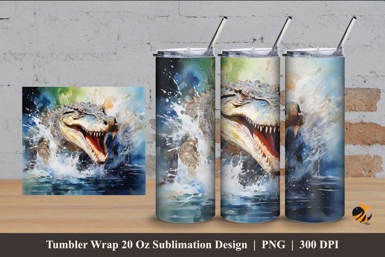 Estuarine Crocodile Tumbler Wrap Sublimation Design 4 example image 1