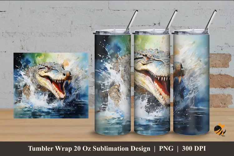 Estuarine Crocodile Tumbler Wrap Sublimation Design 4