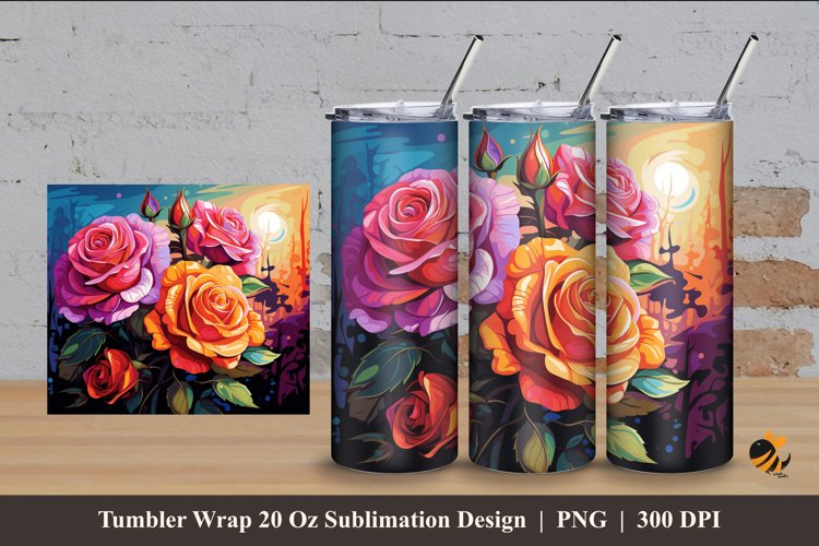Rose At Garden Tumbler Wrap Sublimation Design 4 example image 1