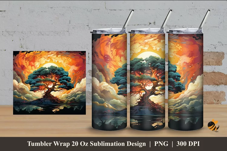 Natural Masterpiece Tumbler Wrap Sublimation Design 4