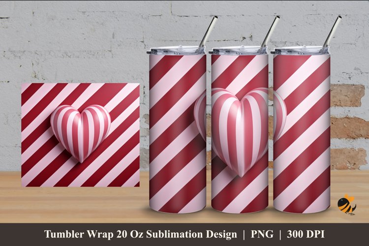 Love Stripe Tumbler Wrap Sublimation Design 4 example image 1