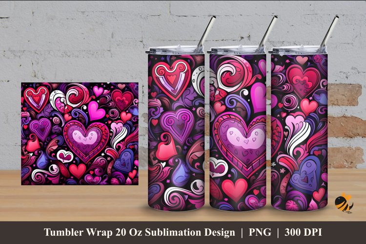 Doodle Love Tumbler Wrap Sublimation Design 4