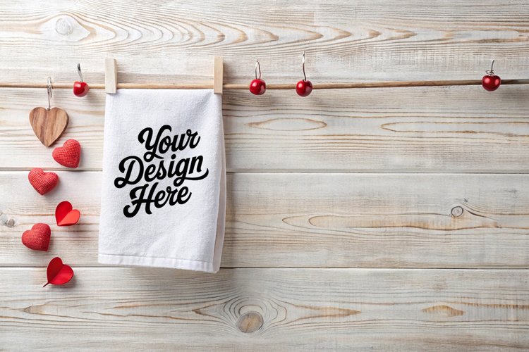 Valentine's Day Towel Mockup | Valentine's Day Mockup JPG example image 1