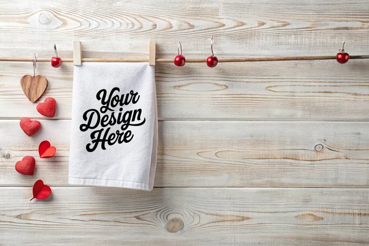 Valentine's Day Towel Mockup | Valentine's Day Mockup JPG