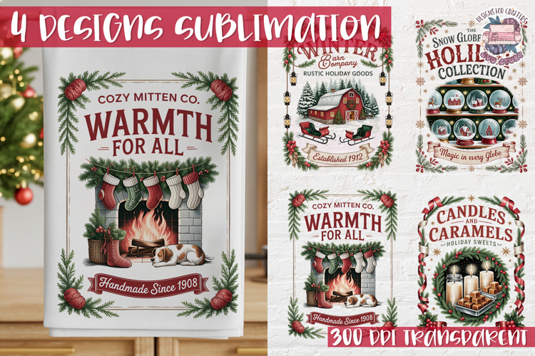 Christmas Vintage Quote Clipart PNG Sublimation 4 Design