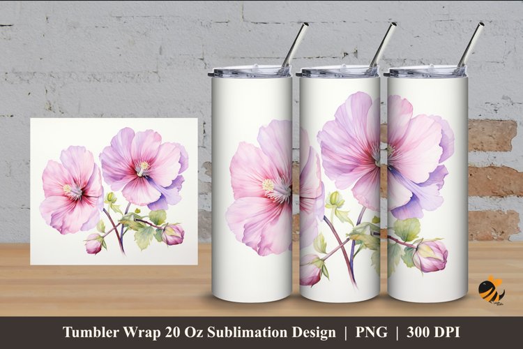 Beautiful Flower Tumbler Wrap Sublimation Design 4 example image 1