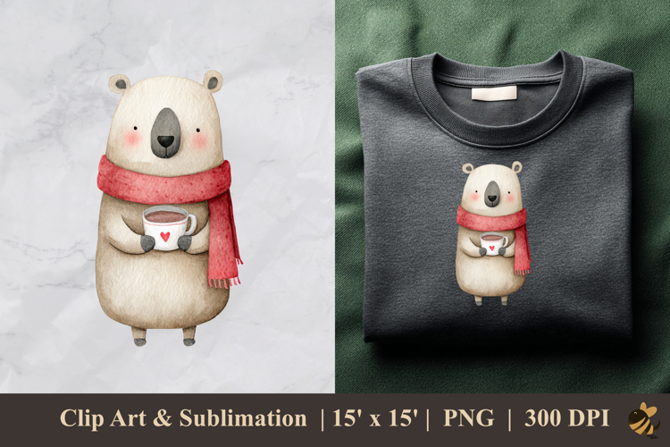 Cute Polar Bear DTF Sublimation Clipart Design 4