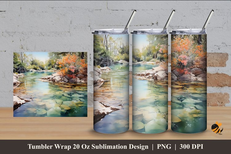River Bank Tumbler Wrap Sublimation Design 4
