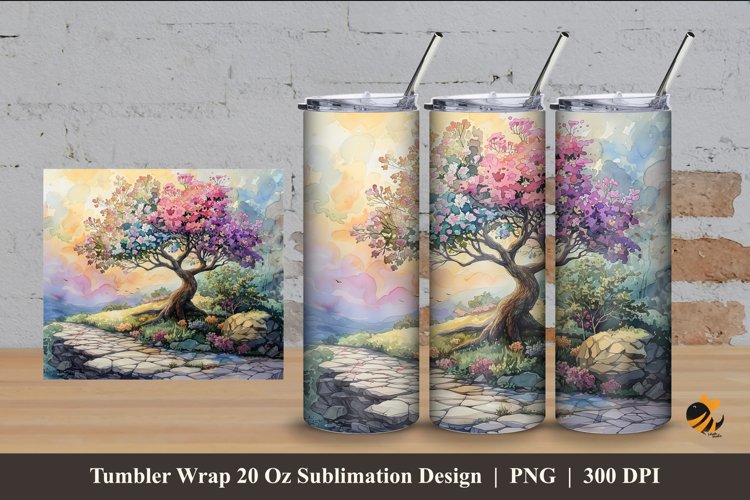 Miracle Garden Tumbler Wrap Sublimation Design 4 example image 1