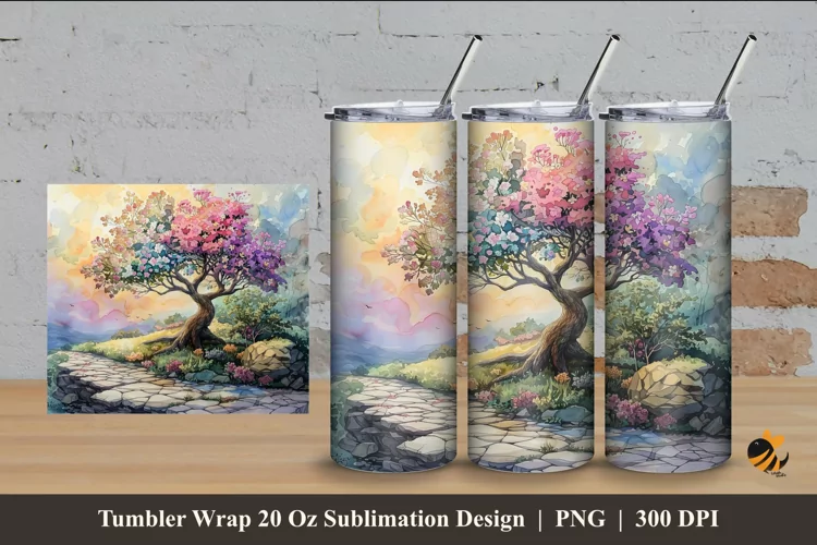 Miracle Garden Tumbler Wrap Sublimation Design 4