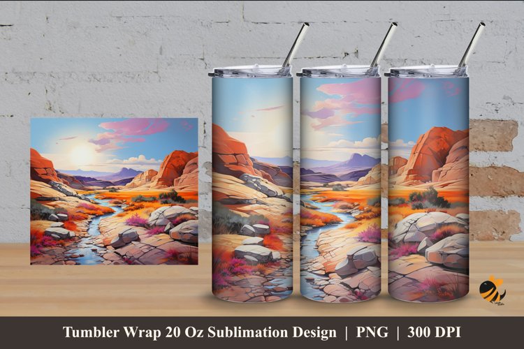Mountain Vivid Color Tumbler Wrap Sublimation Design 4 example image 1