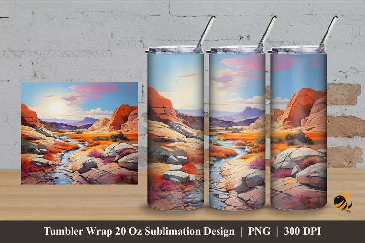 Mountain Vivid Color Tumbler Wrap Sublimation Design 4