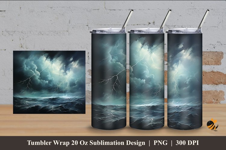 Thunder Rain Tumbler Wrap Sublimation Design 4 example image 1