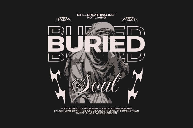 Buried Soul Urban Streetwear T-shirt Design