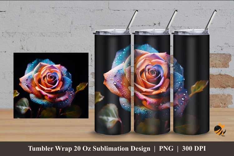 Rose Colorful Tumbler Wrap Sublimation Design 4 example image 1