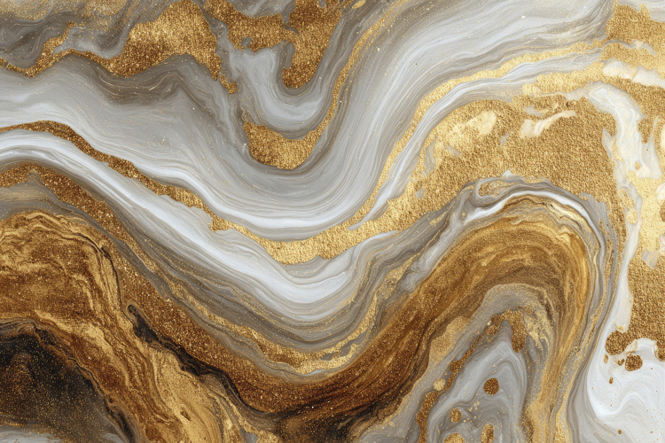 White And Gold Liquid Marble Background