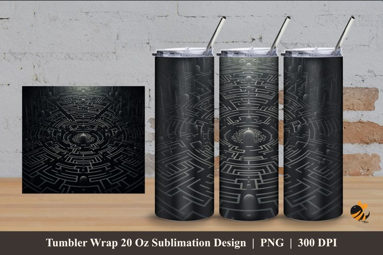 Dark Labyrinth Tumbler Wrap Sublimation Design 4 example image 1
