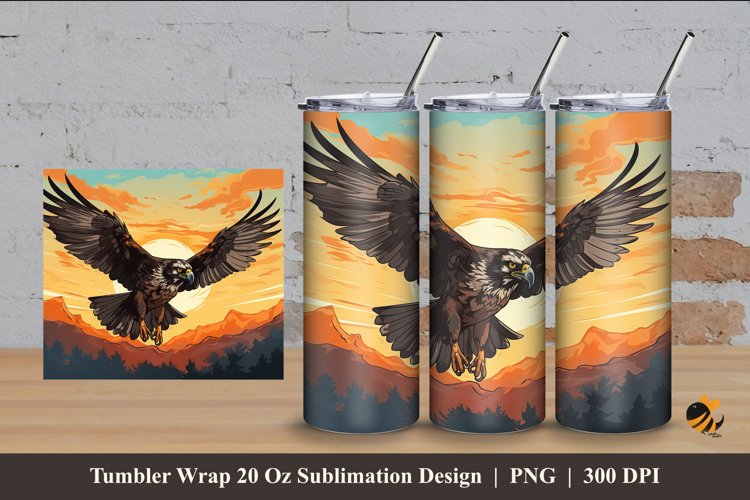 Flying Eagle Tumbler Wrap Sublimation Design 4