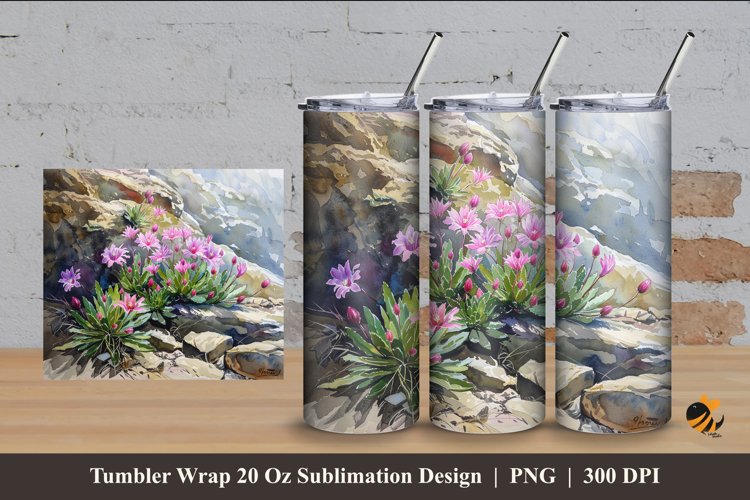 Flower At Nature Tumbler Wrap Sublimation Design 4 example image 1