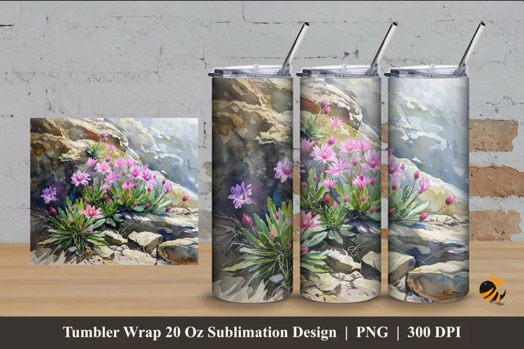 Flower At Nature Tumbler Wrap Sublimation Design 4