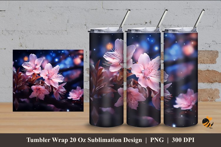 Flower of Love Tumbler Wrap Sublimation Design 4 example image 1