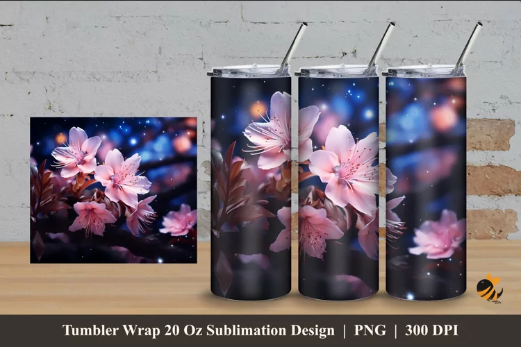 Flower of Love Tumbler Wrap Sublimation Design 4