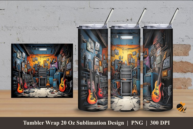 Music Studio Tumbler Wrap Sublimation Design 4