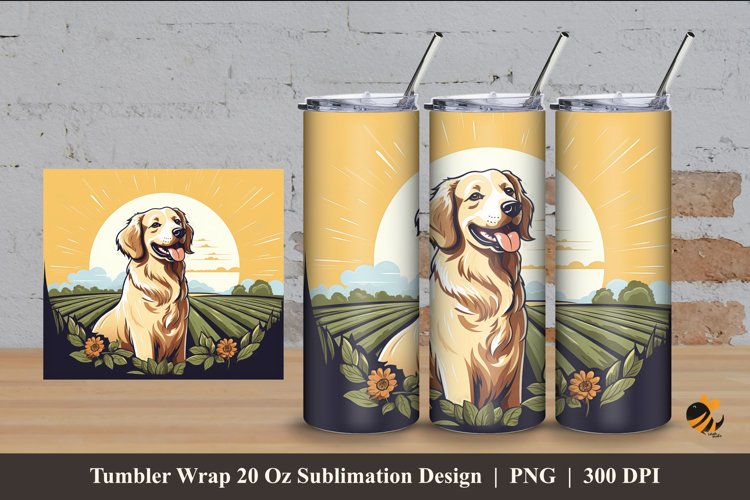 Happy Dog Tumbler Wrap Sublimation Design 4 example image 1