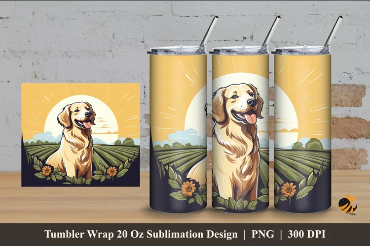 Happy Dog Tumbler Wrap Sublimation Design 4