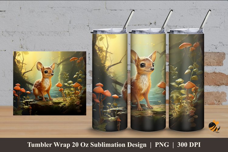 Mouse Deer Tumbler Wrap Sublimation Design 4 example image 1