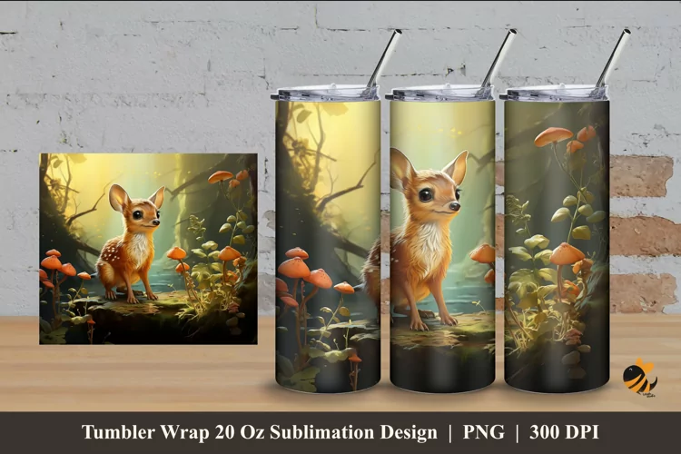 Mouse Deer Tumbler Wrap Sublimation Design 4
