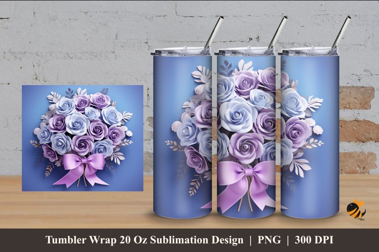 Graceful Rose Tumbler Wrap Sublimation Design 4 example image 1