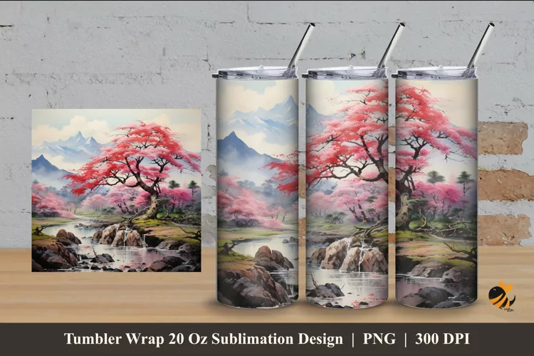 Wonderful Nature Tumbler Wrap Sublimation Design 4