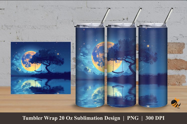 Swing And Lake Tumbler Wrap Sublimation Design 4