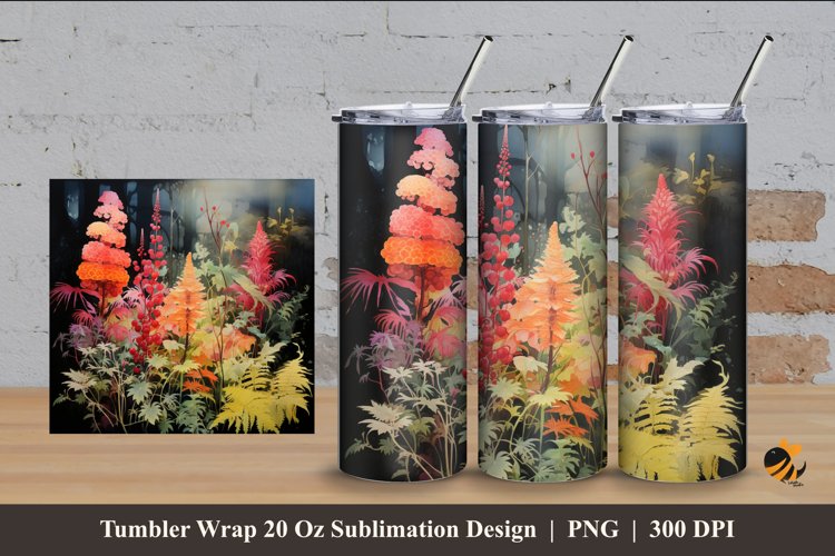 Tropical Fern Tumbler Wrap Sublimation Design 4 example image 1