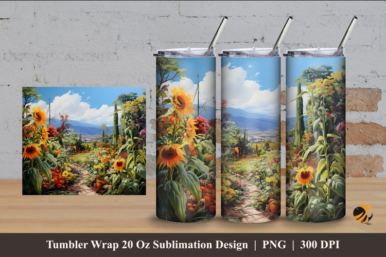Garden Hill Tumbler Wrap Sublimation Design 4 example image 1